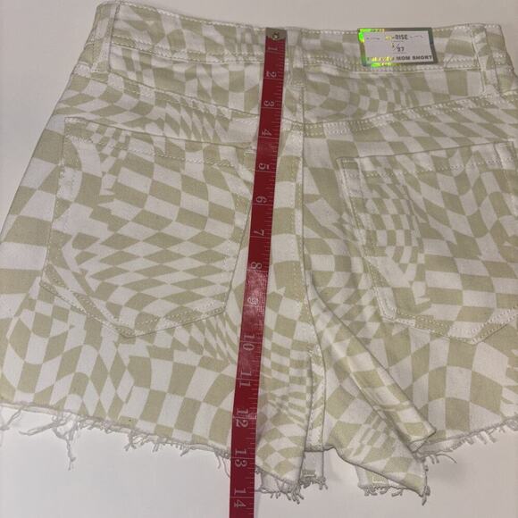 NWT Tinseltown Green Denim Cutoff Shorts Sz 5 / 27 Checkers Fairycore Grung Goth - Picture 4 of 7